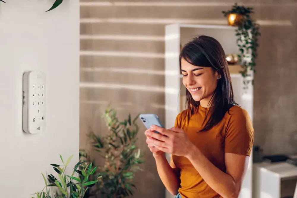 PhoneWatch smart alarm system keypad and smartphone control in an Irish home