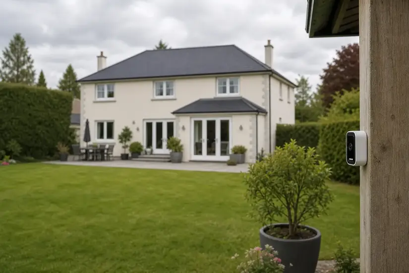 Battery camera overlooking an Irish home