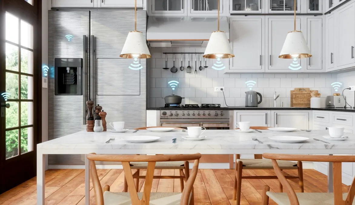 bright kitchen in a smart home